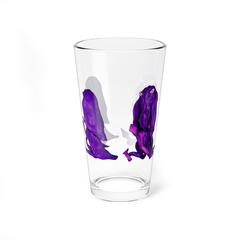 16oz Mixing Glass with Abstract Purple Ink Art — Barware Cocktail Stirring Glass