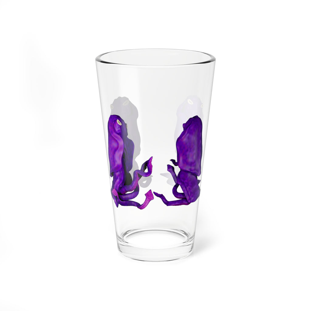 16oz Mixing Glass with Abstract Purple Ink Art — Barware Cocktail Stirring Glass