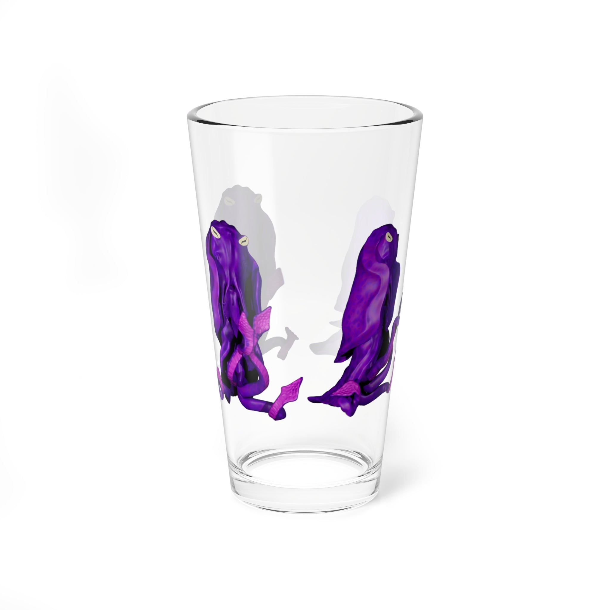 16oz Mixing Glass with Abstract Purple Ink Art — Barware Cocktail Stirring Glass