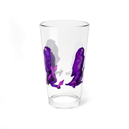 16oz Mixing Glass with Abstract Purple Ink Art — Barware Cocktail Stirring Glass