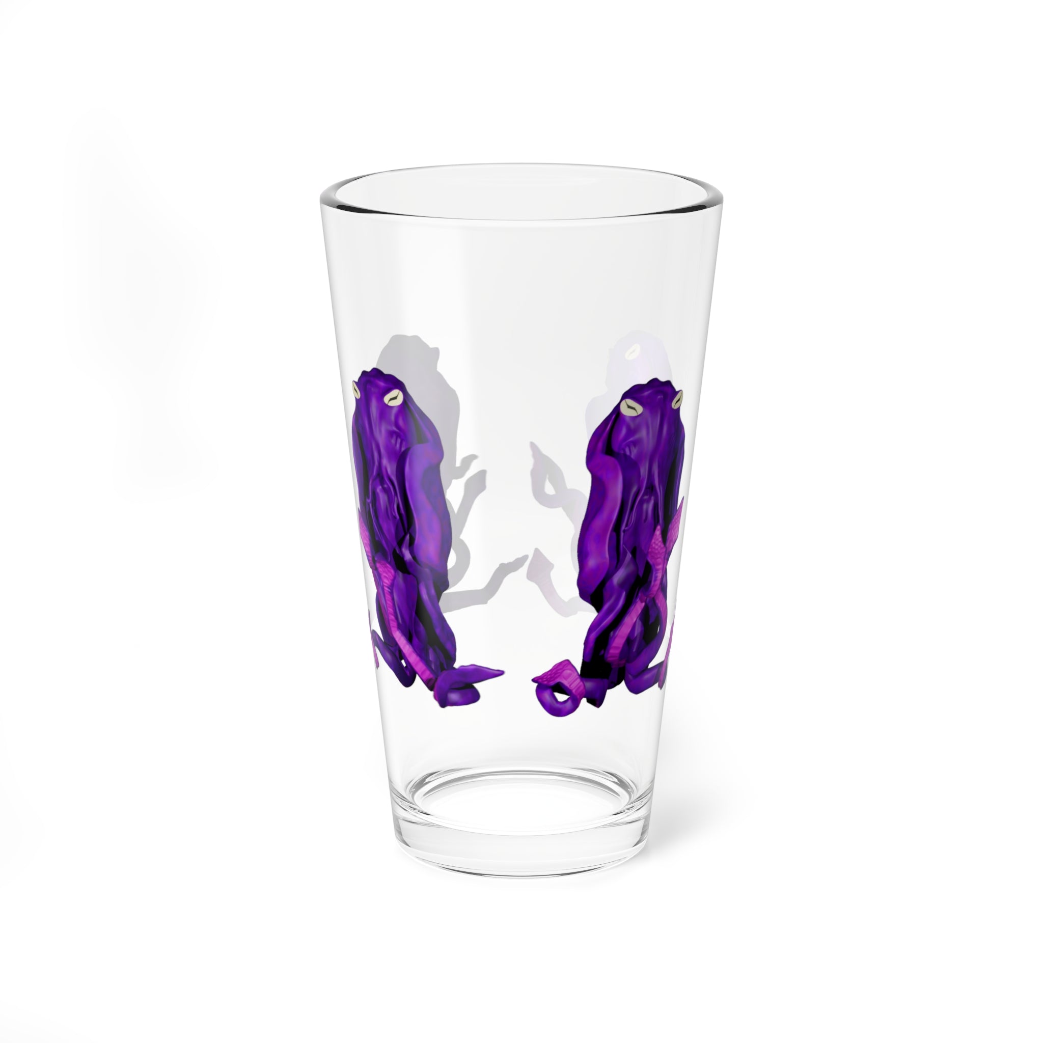 16oz Mixing Glass with Abstract Purple Ink Art — Barware Cocktail Stirring Glass